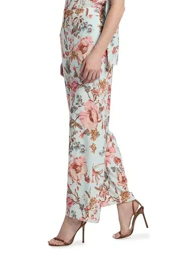 Hemant & Nandita Women's Floral Straight Leg Pants - Blue - Size XL | Thumbnail 4