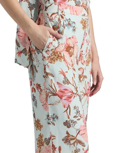 Hemant & Nandita Women's Floral Straight Leg Pants - Blue - Size XL | Thumbnail 6