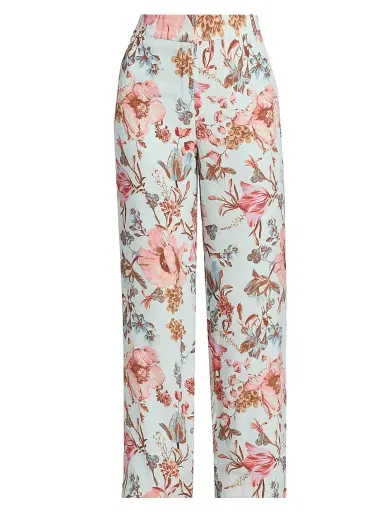 Hemant & Nandita Women's Floral Straight Leg Pants - Blue - Size XL | Thumbnail 1