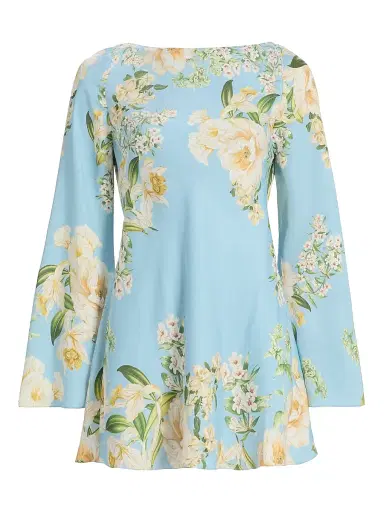 Hemant & Nandita Women's Bias Floral Minidress - Blue - Size XL | Thumbnail 1