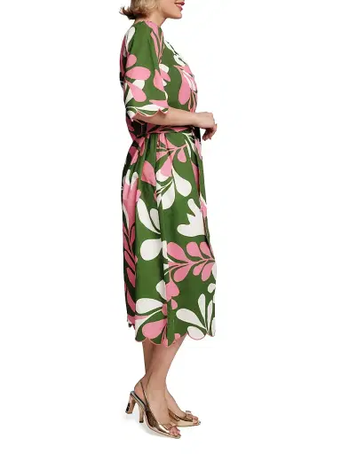 Frances Valentine Women's Coco Modern Palm Cotton Midi-Dress | Thumbnail 3