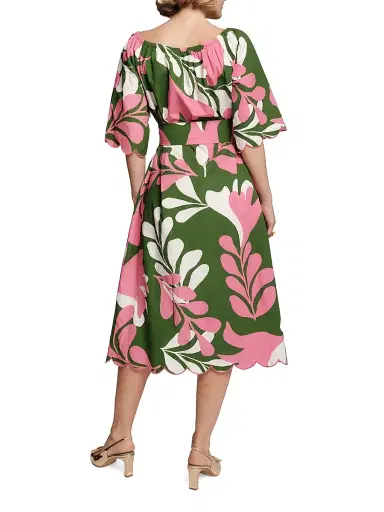 Frances Valentine Women's Coco Modern Palm Cotton Midi-Dress | Thumbnail 4