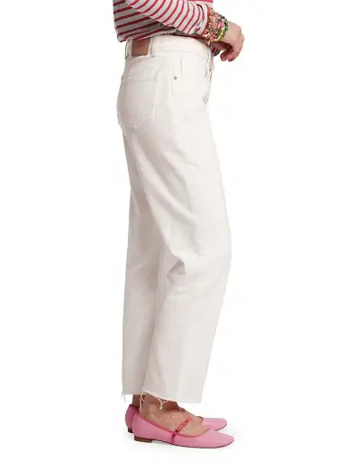 Frances Valentine Women's Andy Frayed-Cuff Straight-Leg Jeans - White - Size 18 | Thumbnail 2