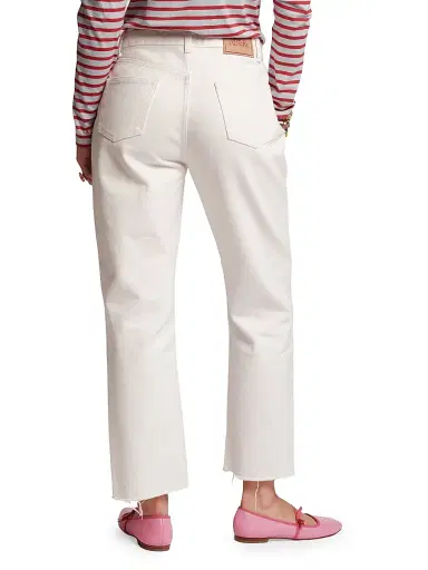 Frances Valentine Women's Andy Frayed-Cuff Straight-Leg Jeans - White - Size 18 | Thumbnail 3