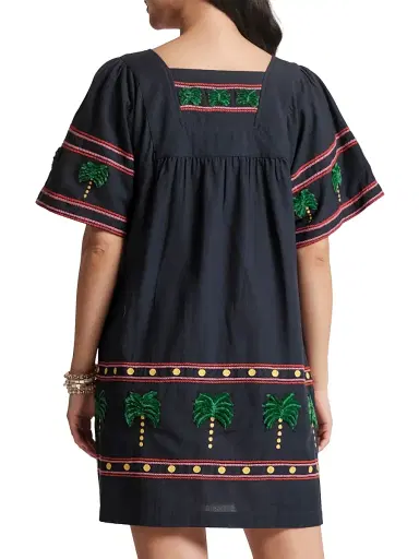 Frances Valentine Women's Palm Picnic-Embroidered Minidress - Navy Multi - Size 28 | Thumbnail 3