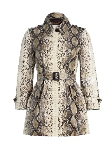 Burberry Women's Stonehaven Python-Print Belted Trench Coat | Thumbnail 1 Burberry Women's Stonehaven Python-Print Belted Trench Coat | Thumbnail 1