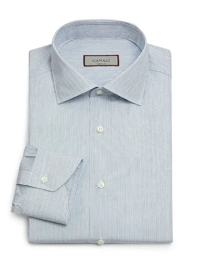 Men's Micro Stripe Cotton Dress Shirt - Blue White