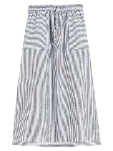 MM Max Mara Women's Pinstripe Linen Canvas Skirt - Sky Blue - Size 16 | Thumbnail 1