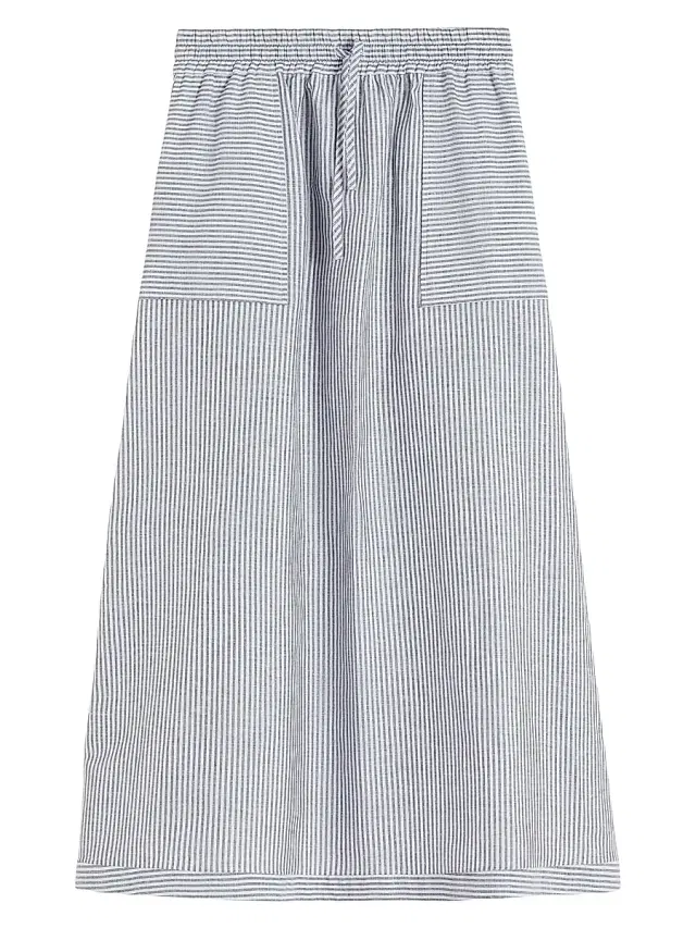 MM Max Mara Women's Pinstripe Linen Canvas Skirt - Sky Blue