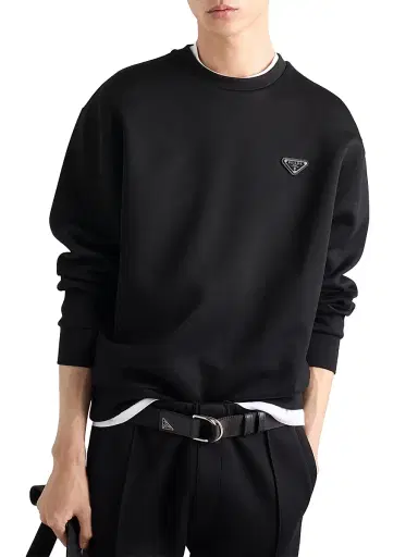 Prada Men's Technical Cotton Sweatshirt - Black | Thumbnail 2