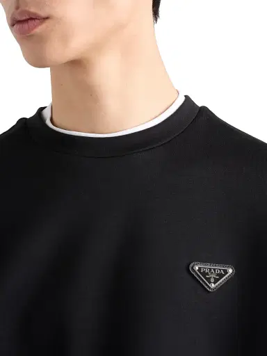 Prada Men's Technical Cotton Sweatshirt - Black | Thumbnail 4