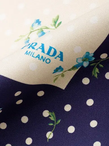 Prada Women's Printed Silk Twill Scarf - Beige Multi | Thumbnail 3 Prada Women's Printed Silk Twill Scarf - Beige Multi | Thumbnail 3
