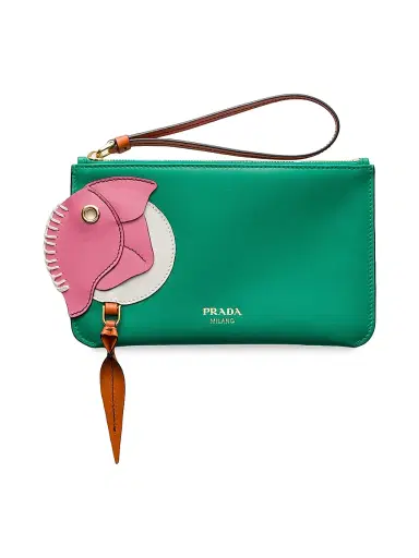 Prada Women's Leather Zipper Pouch | Thumbnail 1 Prada Women's Leather Zipper Pouch | Thumbnail 1