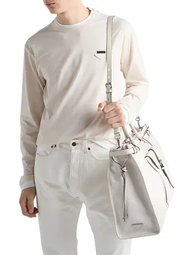 Prada Men's Bonnie Denim and Leather Tote Bag | Thumbnail 2 Prada Men's Bonnie Denim and Leather Tote Bag | Thumbnail 2