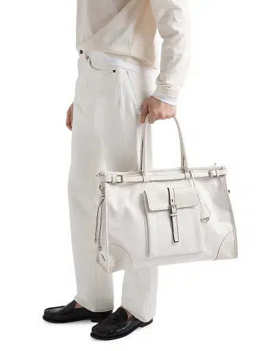 Prada Men's Bonnie Denim and Leather Tote Bag | Thumbnail 3 Prada Men's Bonnie Denim and Leather Tote Bag | Thumbnail 3