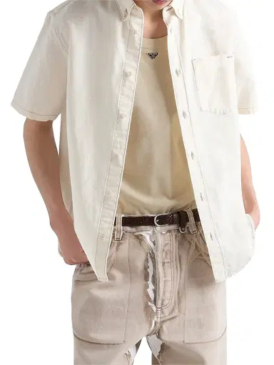Prada Men's Cotton Tank Top - Beige Khaki - Size XXL | Thumbnail 2