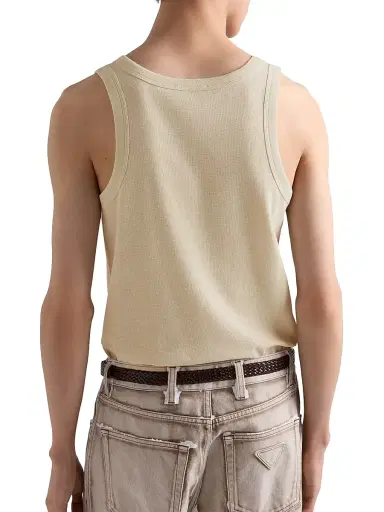 Prada Men's Cotton Tank Top - Beige Khaki - Size XXL | Thumbnail 4