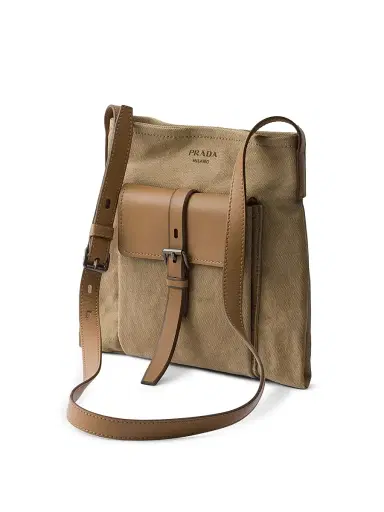 Prada Men's Route Canvas and Leather Shoulder Bag - Beige Khaki | Thumbnail 2