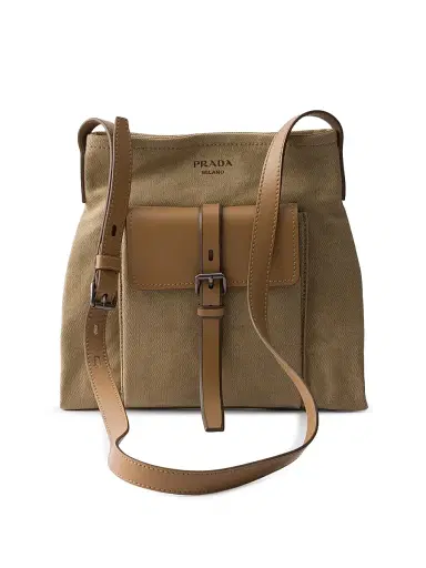 Prada Men's Route Canvas and Leather Shoulder Bag - Beige Khaki | Thumbnail 1