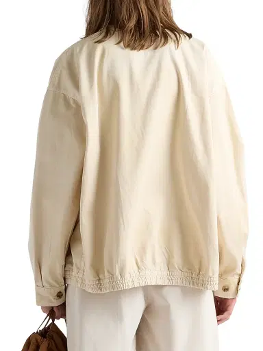 Prada Women's Embroidered Garment-Dyed Old Gabardine Blouson Jacket - Beige Khaki - Size 8 | Thumbnail 3
