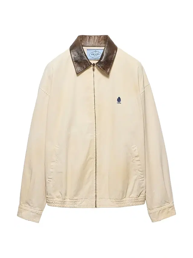 Women's Embroidered Garment-Dyed Old Gabardine Blouson Jacket - Beige Khaki
