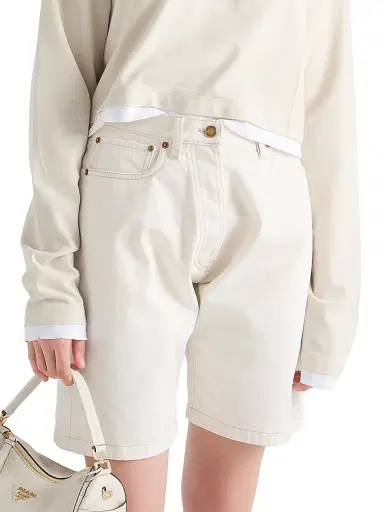 Prada Women's Old Denim Bermuda Shorts - White | Thumbnail 2 Prada Women's Old Denim Bermuda Shorts - White | Thumbnail 2