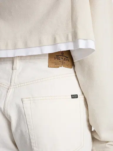 Prada Women's Old Denim Bermuda Shorts - White | Thumbnail 4 Prada Women's Old Denim Bermuda Shorts - White | Thumbnail 4