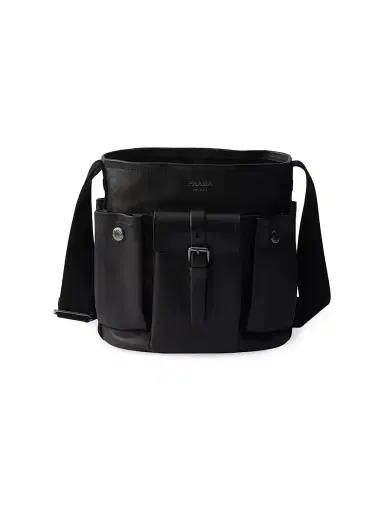 Prada Women's Route Leather Bucket Bag - Black | Thumbnail 1