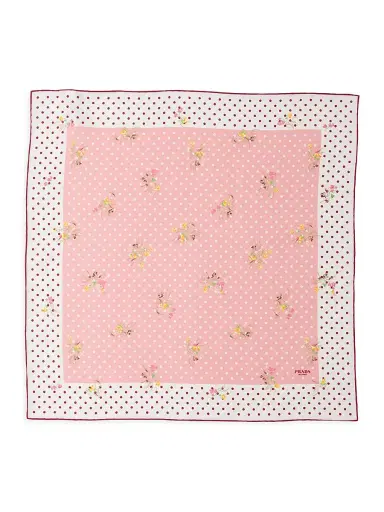 Prada Women's Printed Silk Twill Scarf - Pink | Thumbnail 2