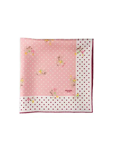 Prada Women's Printed Silk Twill Scarf - Pink | Thumbnail 1