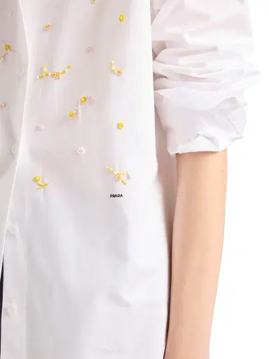 Prada Women's Embroidered Poplin Shirt - White - Size 10 | Thumbnail 5 Prada Women's Embroidered Poplin Shirt - White - Size 10 | Thumbnail 5