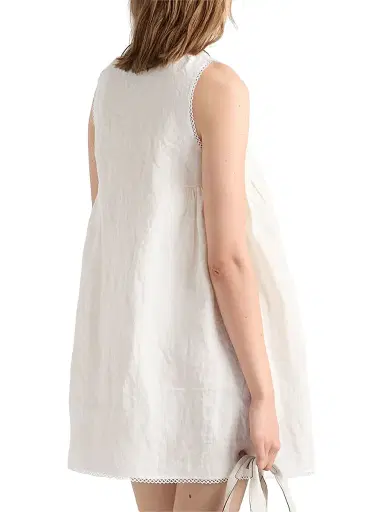 Prada Women's Embroidered Slubbed Canvas Mini-Dress | Thumbnail 3