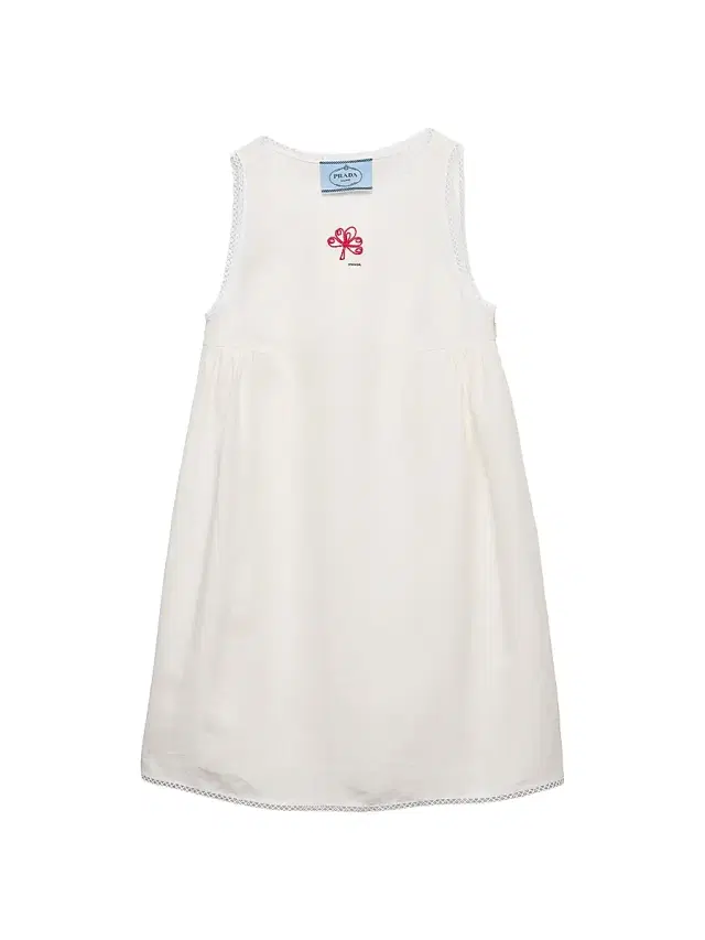 Women's Embroidered Slubbed Canvas Mini-Dress - White