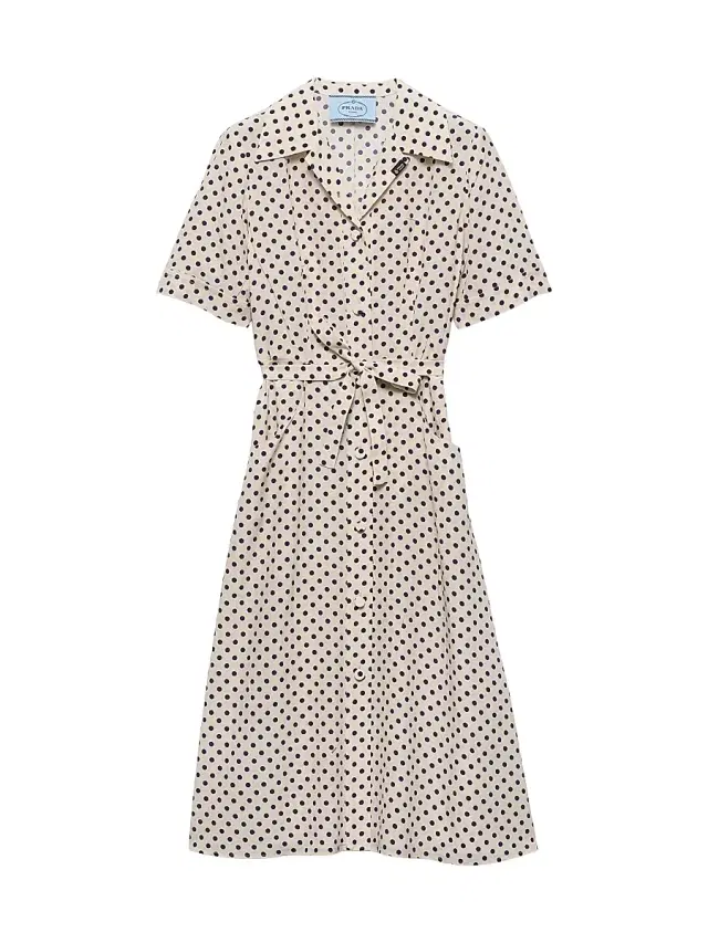 Women's Polka-Dot Print Marocain Shirt Dress - Beige