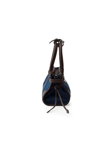 Prada Women's Bonnie Denim and Leather Top Handle Bag - Blue | Thumbnail 3