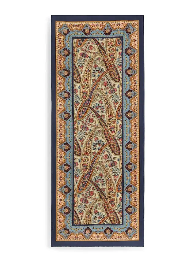 Etro Women's Printed Silk Scarf - Orange Azure