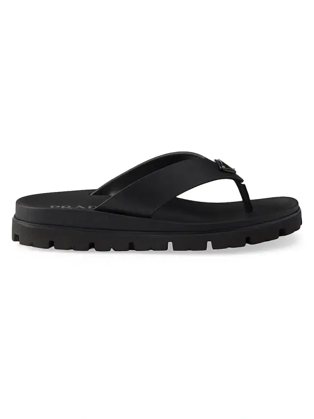 Men's Rubber Thong Sandals - Black