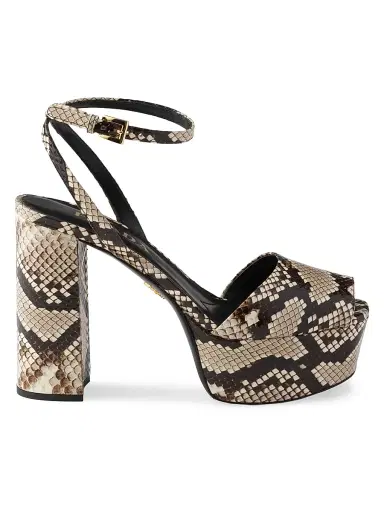 Prada Women's Python-Print Ayers Leather Platform Sandals - Beige Khaki - Size 11 | Thumbnail 1 Prada Women's Python-Print Ayers Leather Platform Sandals - Beige Khaki - Size 11 | Thumbnail 1