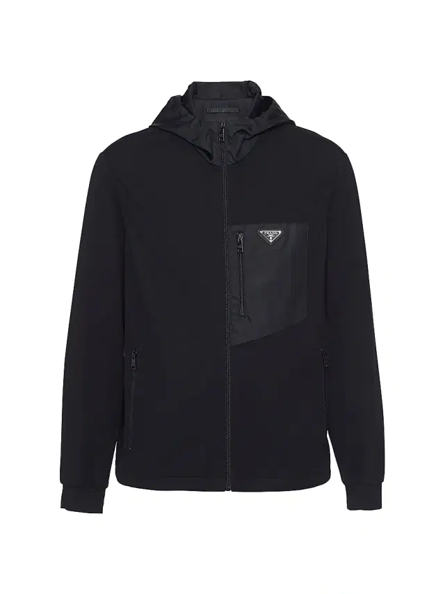 Men's Technical Cotton and Re-Nylon Cardigan - Black