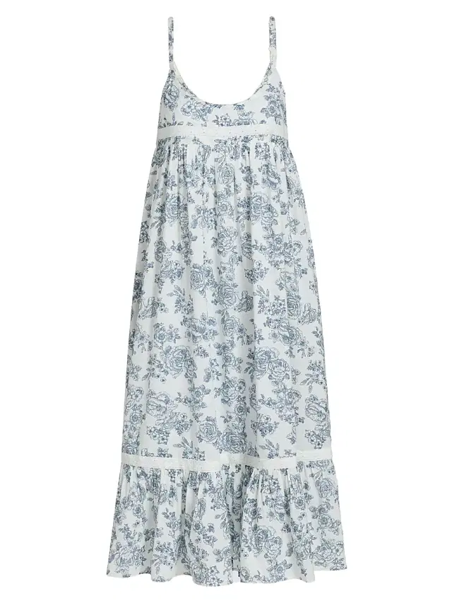 Papinelle Women's Nostalgia Strappy Floral Cotton Nightie - White