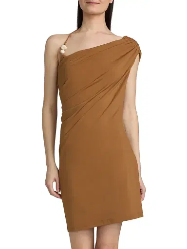Significant Other Women's Amren Bead-Detail Draped Jersey Minidress - Cedar - Size 12 | Thumbnail 3