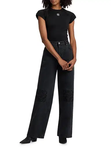 Loewe Women's Tonal Anagram Baggy Jeans | Thumbnail 2 Loewe Women's Tonal Anagram Baggy Jeans | Thumbnail 2