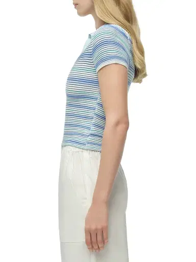 Simkhai Women's Paxton Striped Knit Polo Shirt - Periwinkle Multi - Size XS | Thumbnail 4