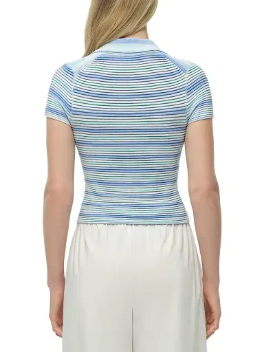 Simkhai Women's Paxton Striped Knit Polo Shirt - Periwinkle Multi - Size XS | Thumbnail 5