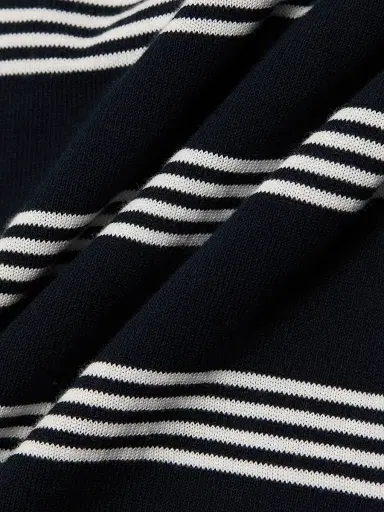 Nili Lotan Women's Lanise Striped Short-Sleeve Sweater - Dark Navy Ivory Stripe - Size XL | Thumbnail 7