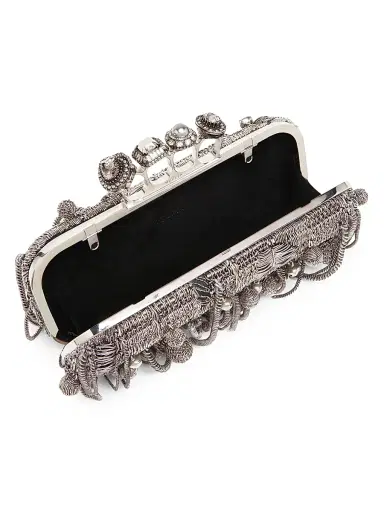 Alexander McQueen Women's Fringe-Embellished Jewel Clutch - Lead | Thumbnail 3 Alexander McQueen Women's Fringe-Embellished Jewel Clutch - Lead | Thumbnail 3