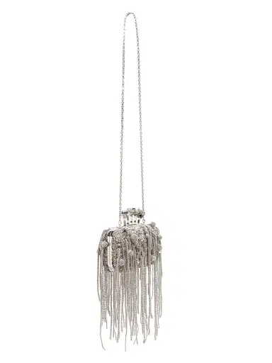 Alexander McQueen Women's Fringe-Embellished Jewel Clutch - Lead | Thumbnail 4 Alexander McQueen Women's Fringe-Embellished Jewel Clutch - Lead | Thumbnail 4