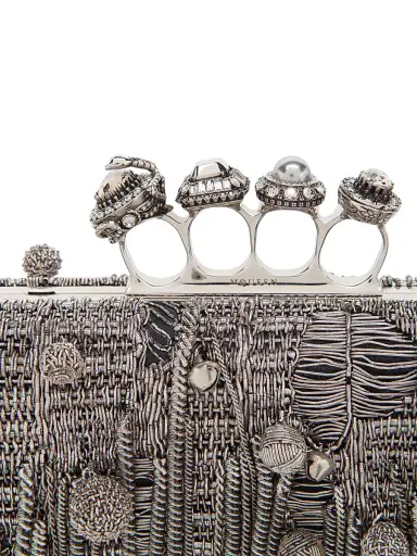 Alexander McQueen Women's Fringe-Embellished Jewel Clutch - Lead | Thumbnail 5 Alexander McQueen Women's Fringe-Embellished Jewel Clutch - Lead | Thumbnail 5