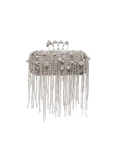 Alexander McQueen Women's Fringe-Embellished Jewel Clutch - Lead | Thumbnail 1 Alexander McQueen Women's Fringe-Embellished Jewel Clutch - Lead | Thumbnail 1