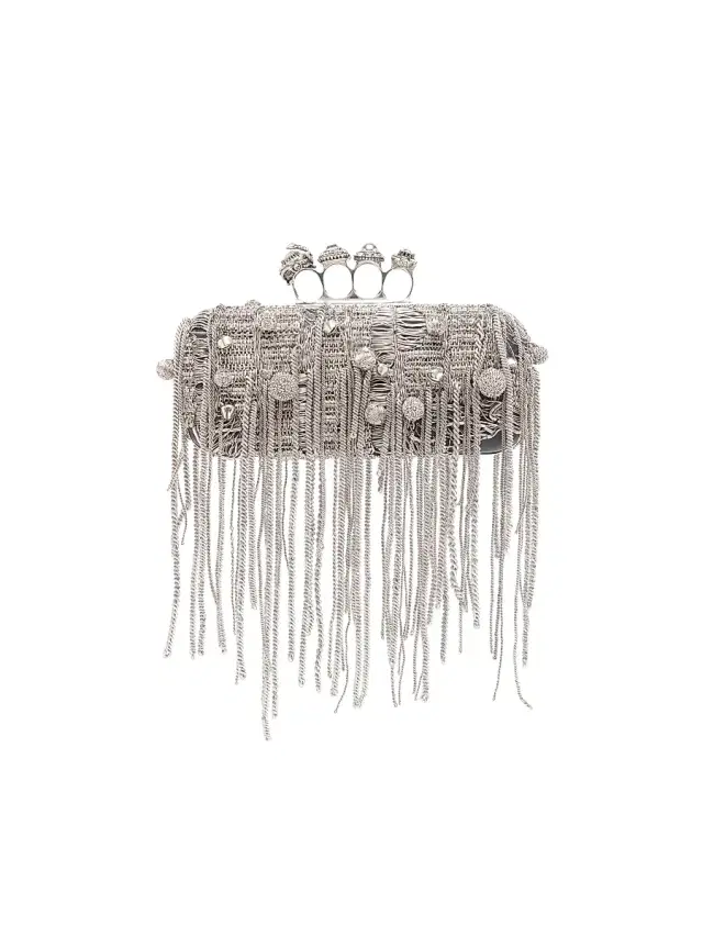 McQueen Women's Fringe-Embellished Jewel Clutch - Lead